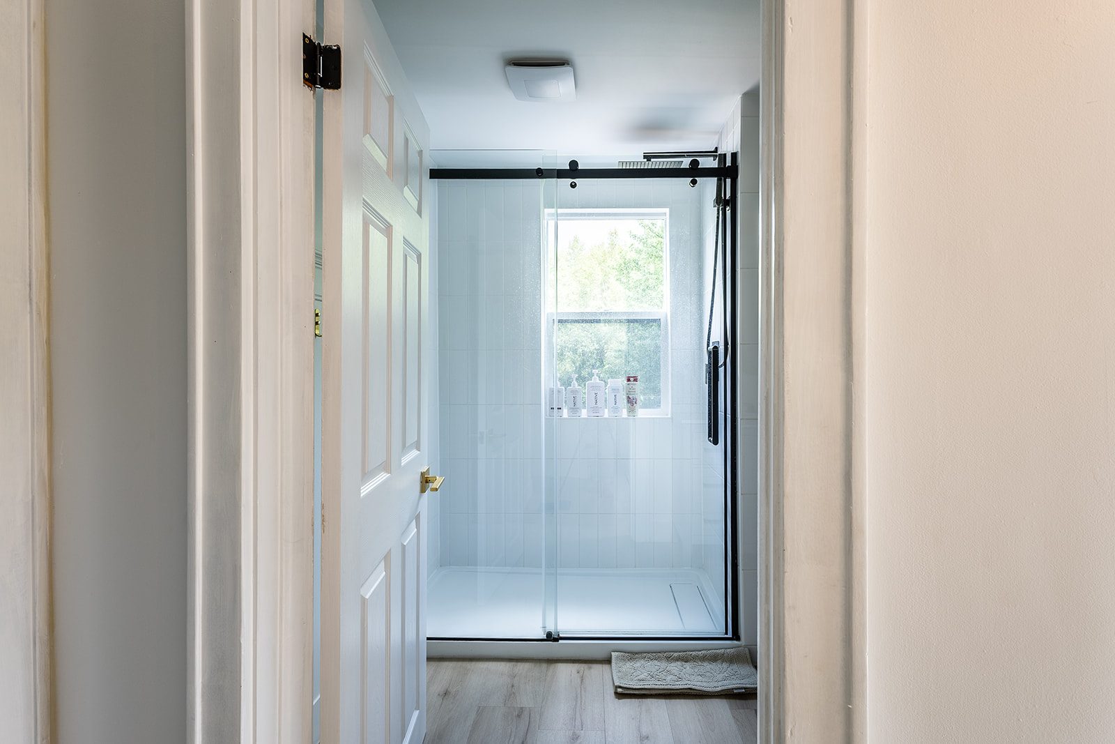Bathroom with sliding glass shower
